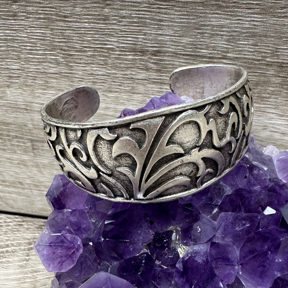 Vintage Sterling Silver Intricate Cuff Bracelet